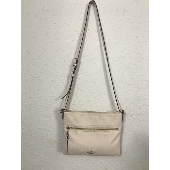 KATE SPADE VINTAGE New York Leather Ivory/Cream Crossbody Bag Pebbles 10"x8.5"x1 - Picture 5 of 7